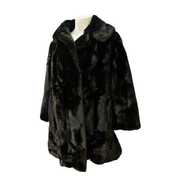 Vintage 1960s Hearne’s Dark Brown Faux Fur Coat /Unworn with Tags / Large - - Picture 2 of 7